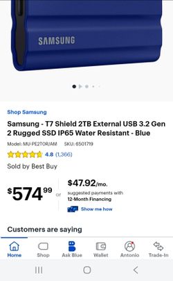 Samsung T7 Shield 2TB Portable Rugged SSD