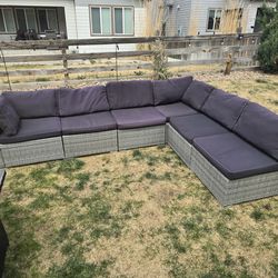 Outdoor couch with fire pit