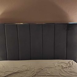 Gray Velvet Bed Frame Queen