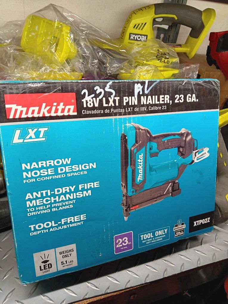 Makita 18V LXT Pin Nailer,  23 Ga. Tool Only 