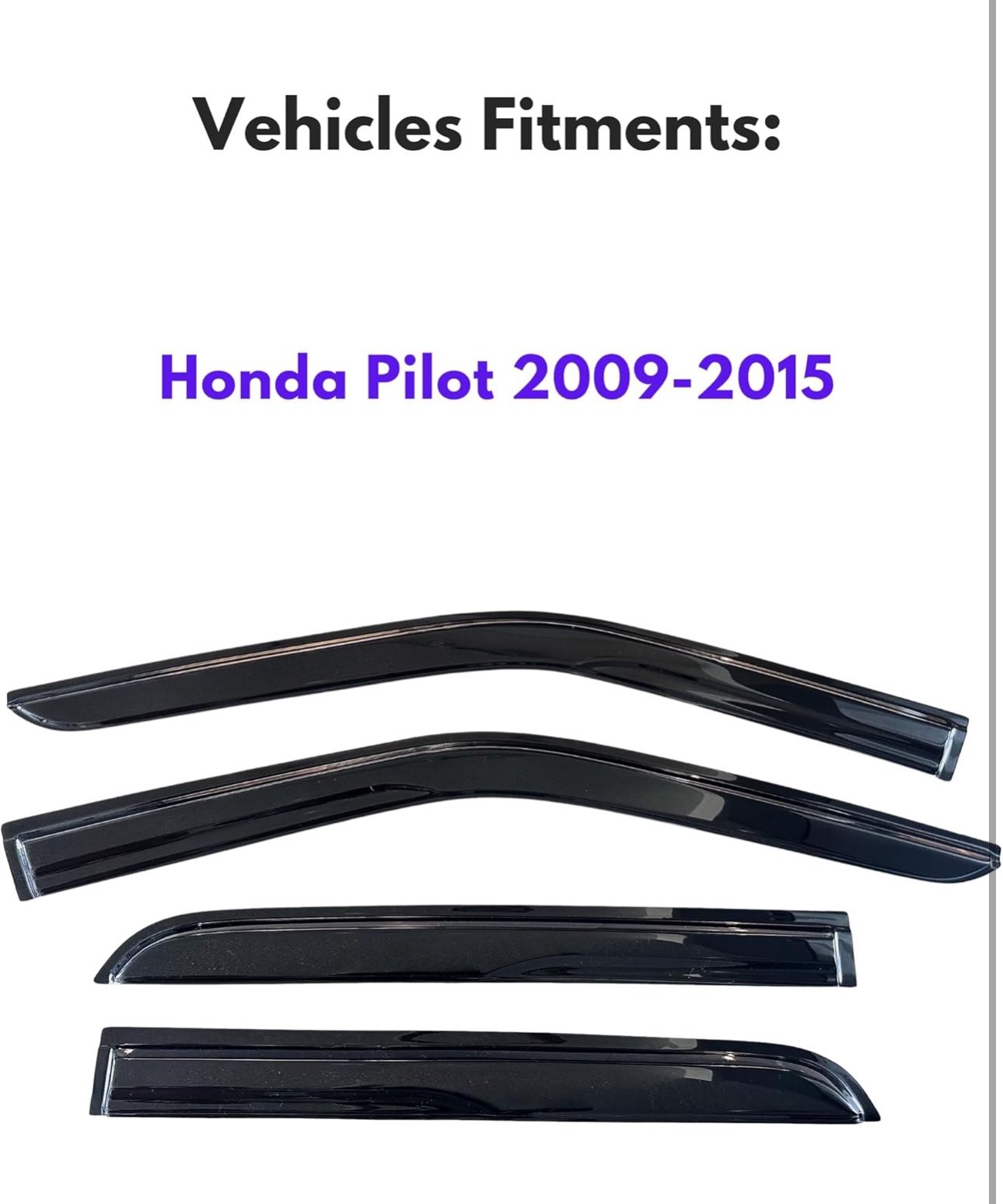 KPY Window Visor Compatible with Honda Pilot 2009-2015, 4PC Rain Guard Side Window Vent Deflectors Tape-On Mugen Style, 2009 2010 2011 2012 2013 2014 