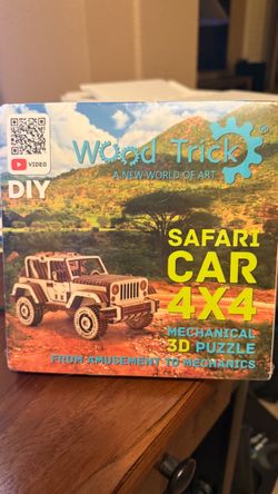 NEW Wood Trick Safari Car 4x4 Wooden 3D Model Kits ā Factory Sealed