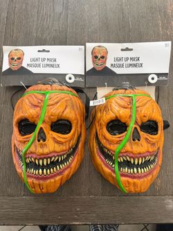 2 Light-Up Pumpkin Skull Halloween Masks – $20