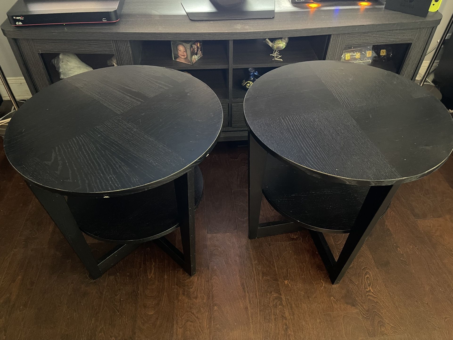 2 Matching Black Ikea Vejmon Black End or Side Tables