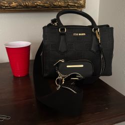 New Steve Madden Black Purse & Matching Small Wallet