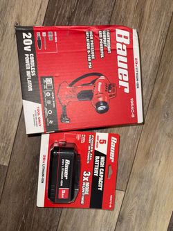 Harbor Freight Bauer battery 5V and 20 V cordless power inflator,