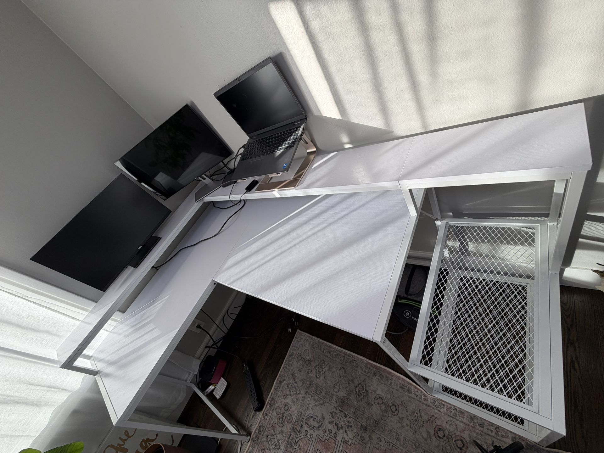 69 Inch L Shaped Desk with Monitor Stand