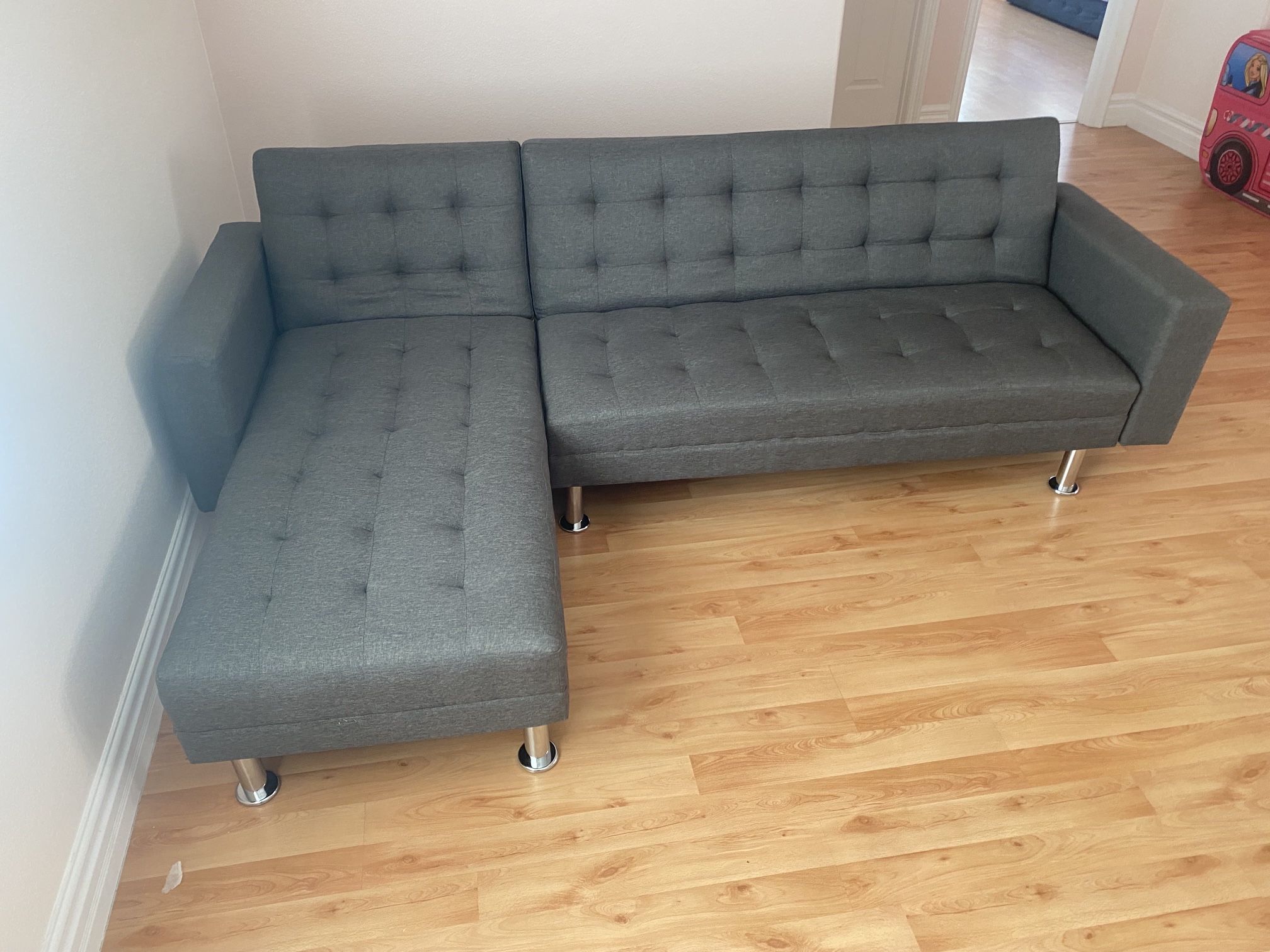 Gray Reversible Sectional Sofa Bed