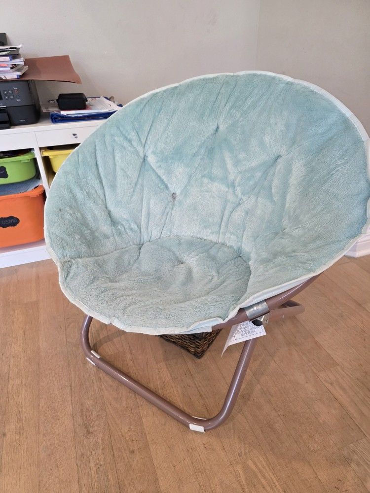 Urban Lifestyle Faux Fur Saucer Chair with Metal Frame, One Size, Mint