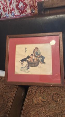 Vintage Framed Print with Red Mat