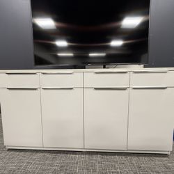 Designer Storage Credenza - Drawers & Cabinet, White