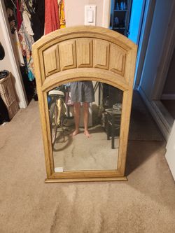 Wood Framed Bureau Mirror