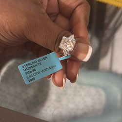 Sterling Silver Moissanite Size 8 5.40 CTW VVSD Color