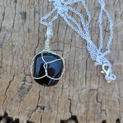 Black Tourmaline Crystal Necklace 