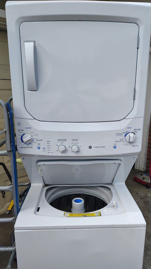 GE Unitized Spacemaker® 3.8 cu. ft. Capacity Washer with Stainless Steel Basket and 5.9 cu. ft. Capacity Long Vent Electric Dryer