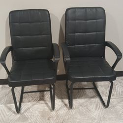 Leather Office Chairs, Pair