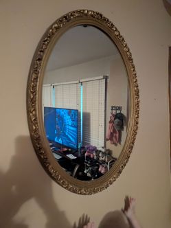 Large Gold Framed Oval Wall Mirror