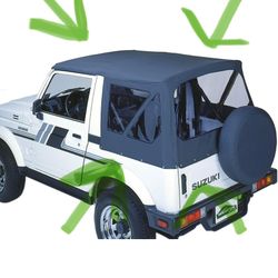 Pavement Ends by Bestop 51133-15 Black Denim Replay Replacement Soft Top Clear Windows; For Suzuki Samu