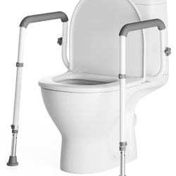 NEW Loyoda Toilet Safety Rail, Adjustable Height & Width, 350 lbs for Seniors Securely bolts to toilet seat holes for stability. Non-slip feet, Padded