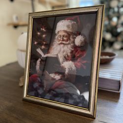 Vintage Style Santa Christmas Framed Print