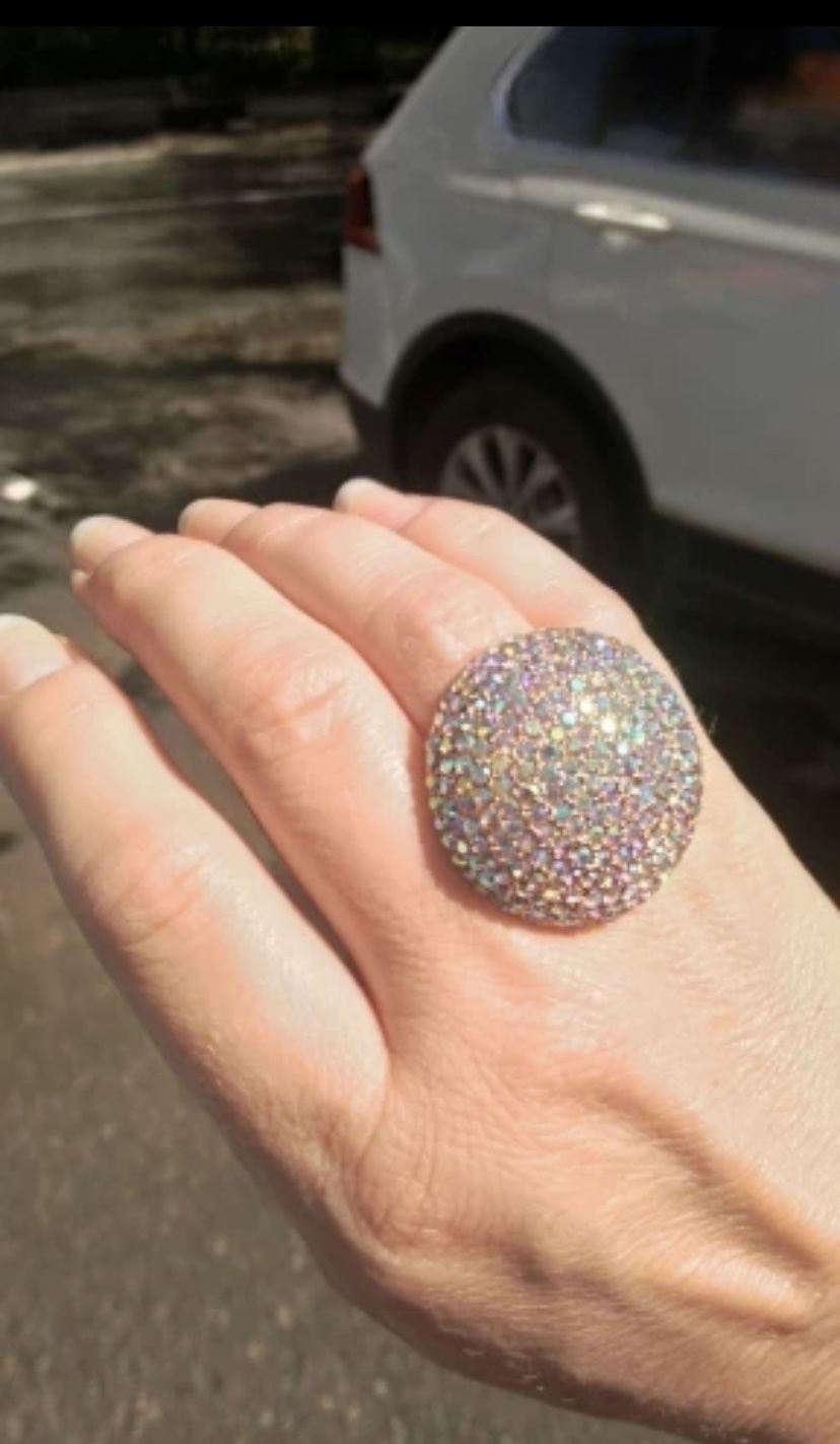 Big ring adjustable super shiny crystals