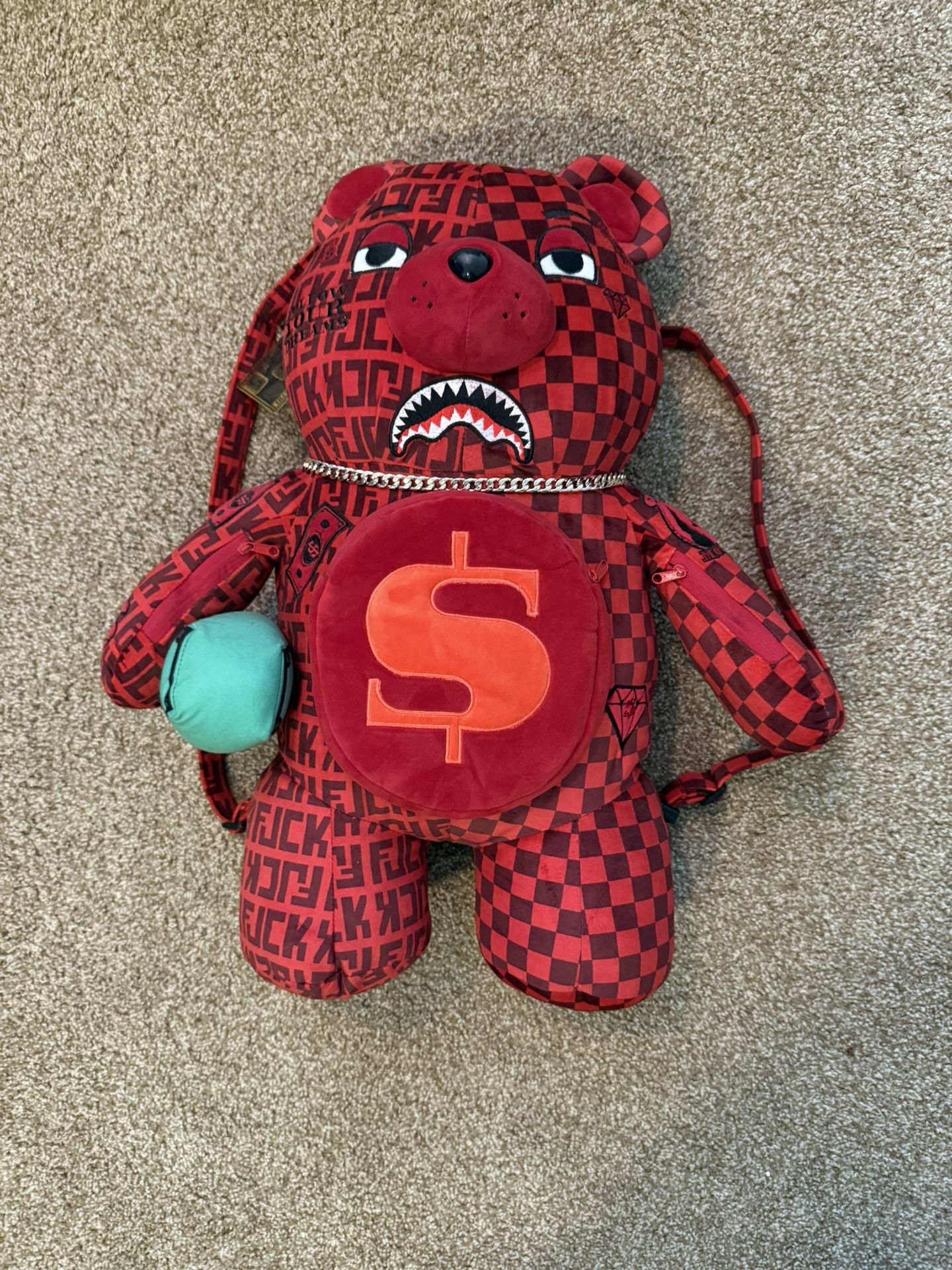 VENI VIDI VICI MONEYBEAR TEDDYBEAR BACKPACK (NEVER WORN)