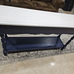 Sofa Table Solid Wood Navy And White