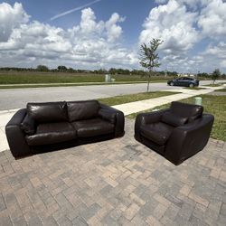 🛋️Italian Real Leather Couch Set - Free Delivery