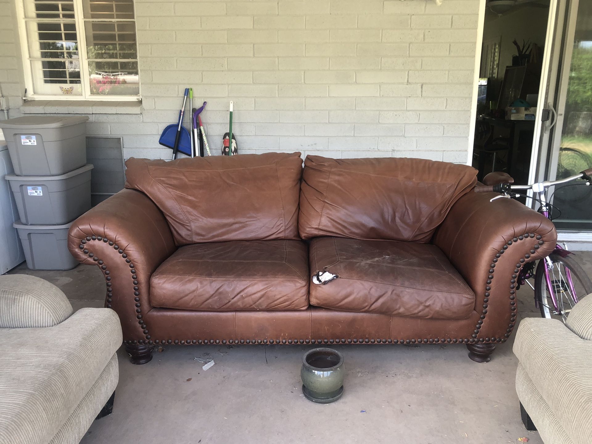 Multiple items - couches, table, papasan chair