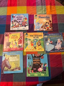 Vintage Walt Disney Disneyland Read-Along Record and Book Set of 7