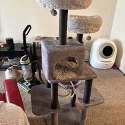 Large gray cat tree and scratching post