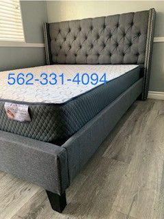💥New Gray Queen Bed w Mattress Included💥