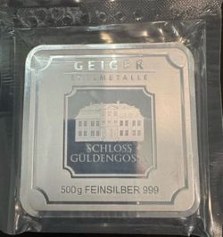 Geiger Edelmetalle 250g (gram) .999 fine silver cast square bar