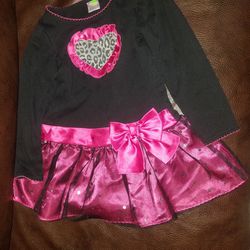 DOLLIE & ME Girls 5 Dress Black Pink Grey Silver Heart Ruffles Animal Print Bow Sequins Satin Ect