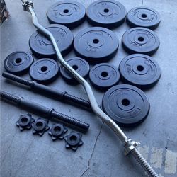 Dumbbells Weight And Curl  Bar