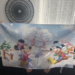 Winter Christmas Office Mickey Mouse Backdrop 