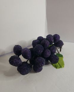 Vintage Glass Beaded Concord Grape Bunch Sugared Frosted Decorative Mid Century