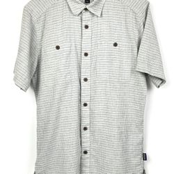 Patagonia Back Step Hemp Mens Small Gray Short Sleeve Button Down Shirt