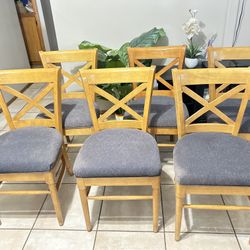 Wooden Dining Chairs Cushioned Seats (set of 6)