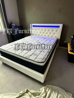 New queen bed frame with mattress