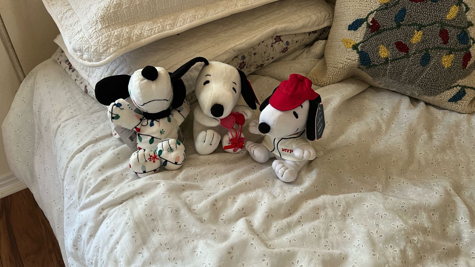 Hallmark special edition, Snoopy dolls, 8 inches, brand new Christmas, Valentine’s Day, and baseball