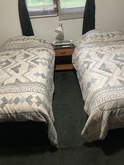 BEDROOM SET  2 CAPTIANS BEDS, DRESSER, NIGHT STAND