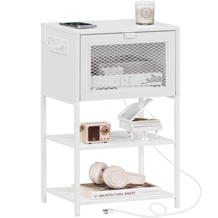 Side Table With Outlet And USB 