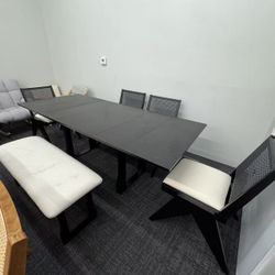 🔥 On sale 🔥Extendable Dining Table Set for 6 Persons, 