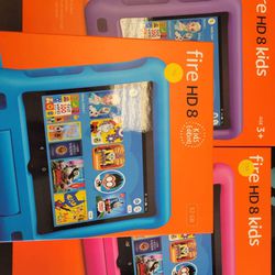 New Amazon Kindle Fire HD 8 I  kids edition 32GB with indestructible case and two-year *break protection* warranty guarantee $120 ea