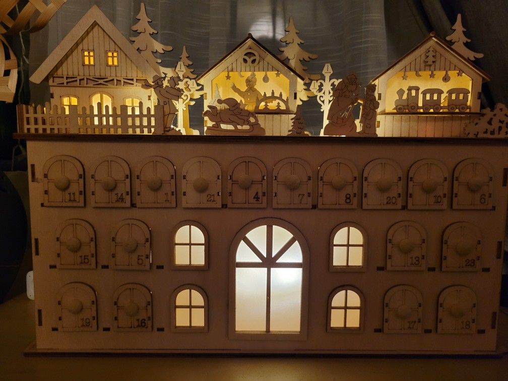 Reusable Illuminated Light Up Wooden Advent Calendar
