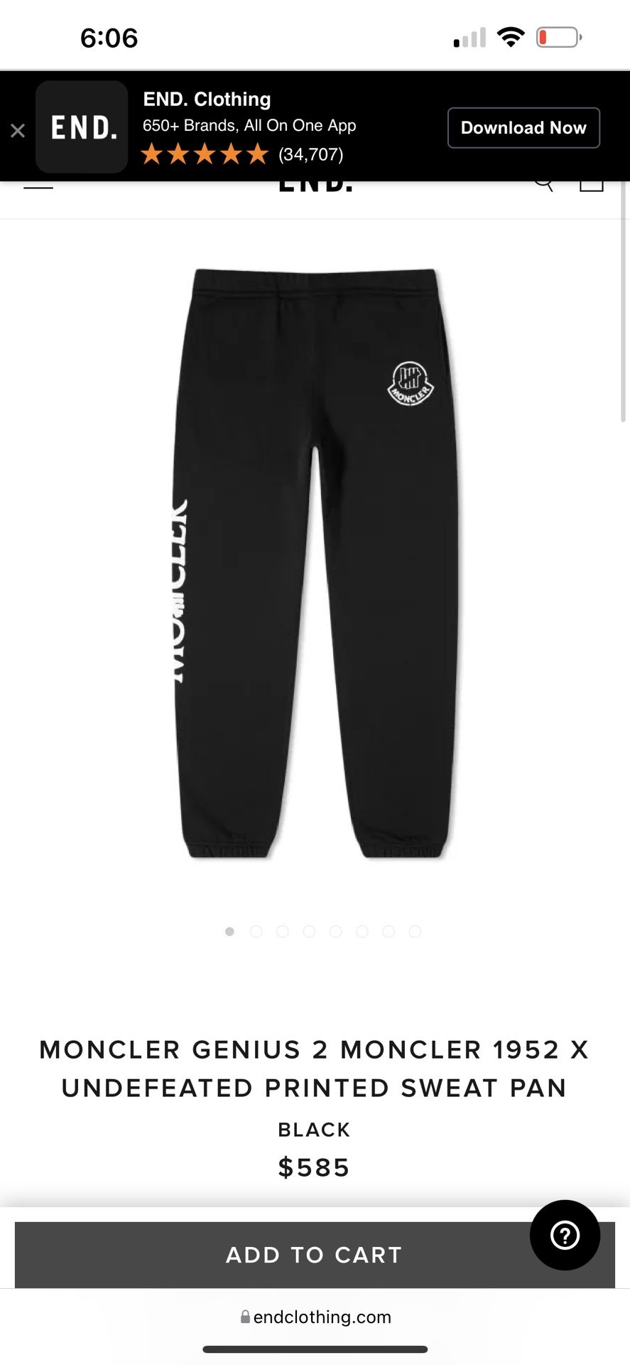 MONCLER GENIUS 2 MONCLER 1952 X UNDEFEATED PRINTED SWEAT PAN