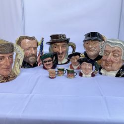 Lot of 10 Royal Doulton “Toby” character jugs/pitchers. All in great condition