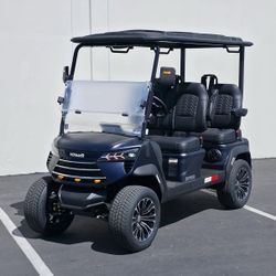 2026 VOYAGER COMMANDER 4-FORWARD 72-VOLT LITHIUM STREET LEGAL LSV GOLF CART IN MATTE SAPPHIRE BLUE W/BLACK SEATS W/BLUE PIPING & STITCHING  VP