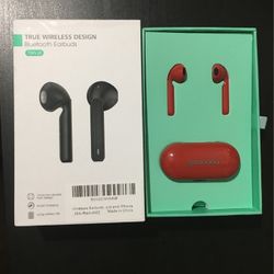 Wireless 5.0 Earbuds, with Smart Touch, Dual-Mic, Auto-Pair, 3D Stereo, Sweatproof Mini Sports Earbuds Compatible with Hi-Fi Sound (Red)